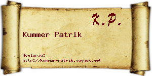 Kummer Patrik névjegykártya